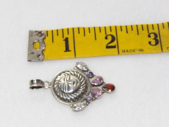 Sterling silver Sun Pendant, Amethyst, Garnet, Pi… - image 9