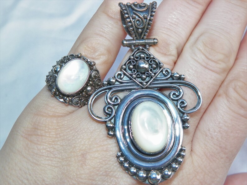 Sterling Silver Mother of Pearl Jewelry Set 925 Mother of - Etsy