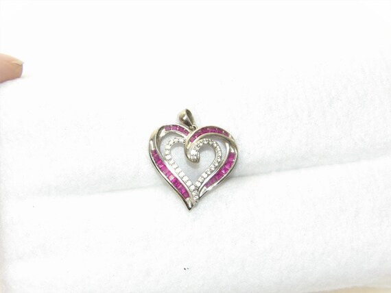 Sterling silver ruby heart pendant, Valentines da… - image 4