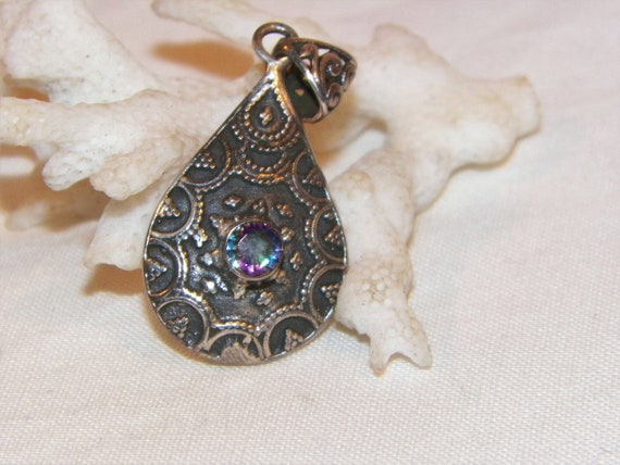 Sterling Silver Mystic Topaz Pendant, Vintage Topaz Pendant, Sterling Topaz Pendant, Mystic Topaz