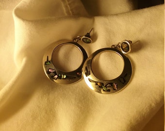 Vintage sterling silver abalone shell earrings