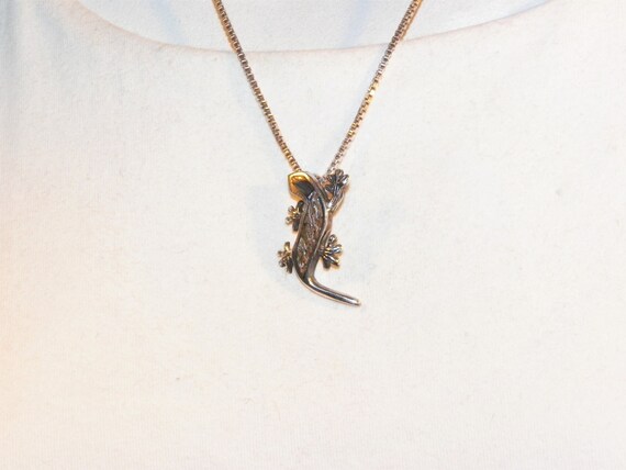 Sterling Silver Abalone Shell Lizard Pendant, Ste… - image 4