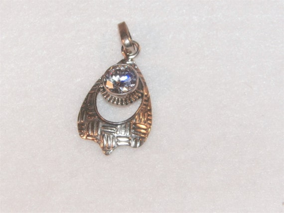 Unique Sterling Silver Pendant With Clear Stone, - image 4