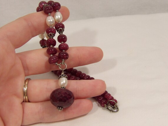 Sterling Silver Genuine Ruby Necklace, 925 Ruby A… - image 2