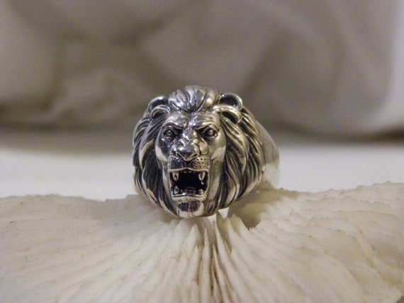 Sterling Silver Lion Ring, Unique Man's Ring, Lar… - image 10