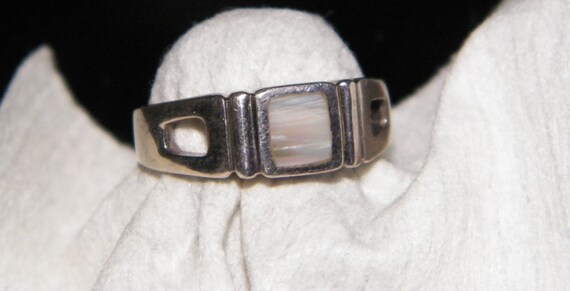 Sterling Silver Abalone Shell Ring, Sterling Silv… - image 1