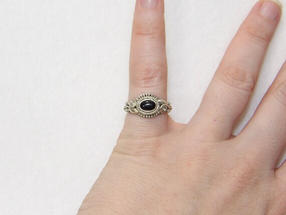 Sterling Silver Black Onyx Ring, Solid 925 Real B… - image 7