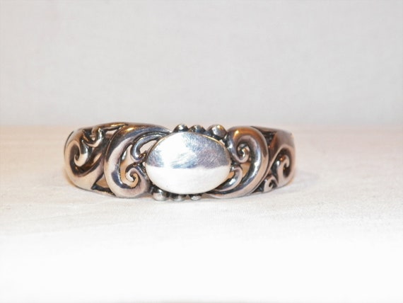 Large Sterling Silver Cuff Bracelet, Old Southwes… - image 6
