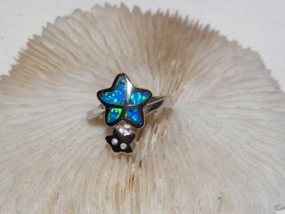 Sterling Silver Opal Star Ring, Sterling Shooting… - image 4