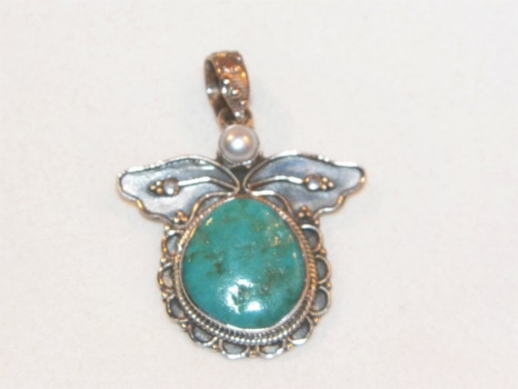 Sterling Silver Turquoise Pendant, Gift For Her, … - image 1