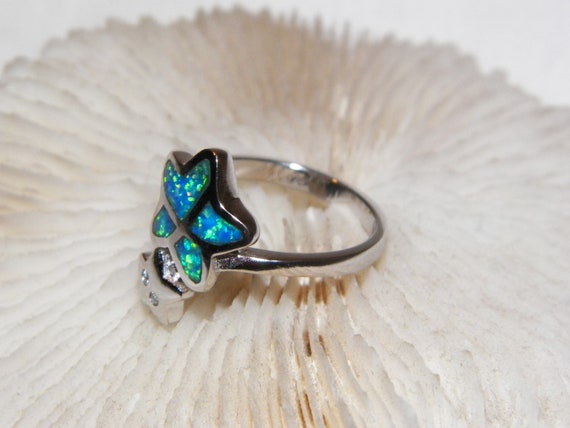 Sterling Silver Opal Star Ring, Sterling Shooting… - image 7
