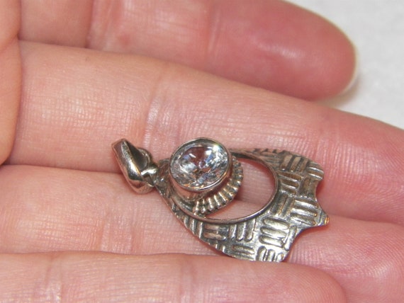 Unique Sterling Silver Pendant With Clear Stone, - image 6