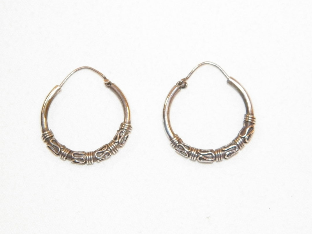 Sterling Silver Hoop Earrings Bali Style Earrings 925 Gypsy - Etsy