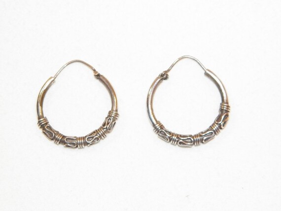 Sterling Silver Hoop Earrings Bali Style Earrings 925 Gypsy | Etsy