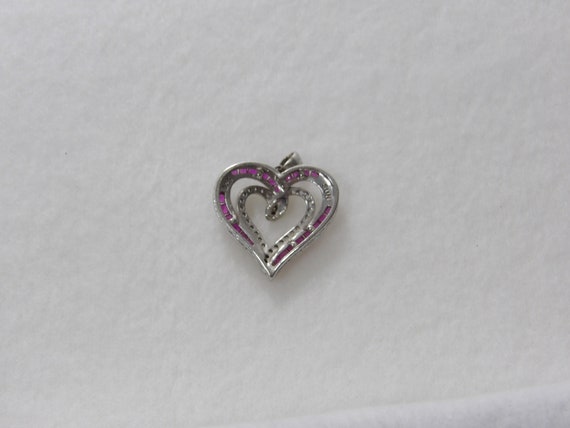 Sterling silver ruby heart pendant, Valentines da… - image 7