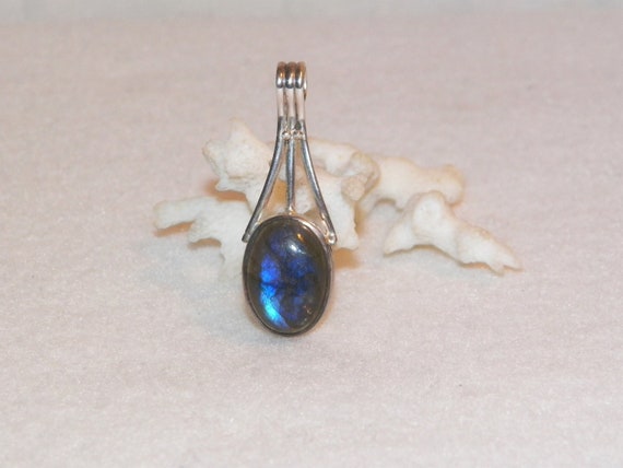 Sterling Silver Labradorite Pendant, Unique Sterl… - image 1