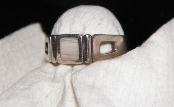 Sterling Silver Abalone Shell Ring, Sterling Silv… - image 2