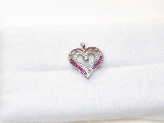 Sterling silver ruby heart pendant, Valentines da… - image 2