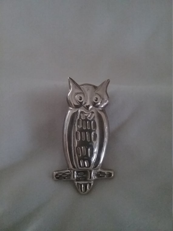 Sterling Silver Owl Brooch, Owl Brooch, Sterling S