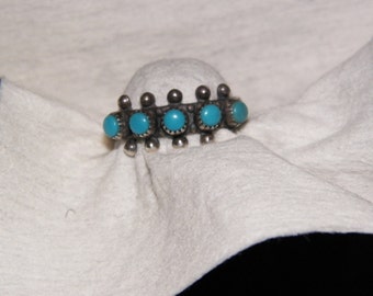 Sterling Silver Navajo Style Ring With Blue Turquoise