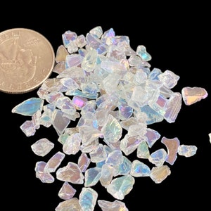 clear iridescent gem glass chips, broken glass crystals by pound, ice Rocks, resin art, geode agate, use with silicone mold, jewelry