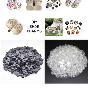 shoe charm blanks, 10/25/50/100 back buttons for DIY shoe charms, button backs for shoe charms, just add flat back cabochons, clog buttons