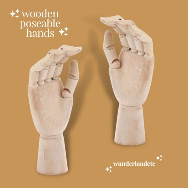 Wooden hands, wooden mannequin, poseable hands, puppet hands, sculpture, drawing model hands, articulated hands, movable joints, home decor