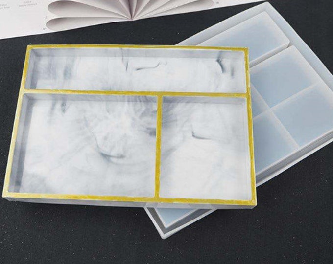 3 Compartment Rolling Tray Mold, 3 Section Makeup Tray Mold, Jewelry Trinket Dish, Flexible