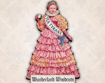 Tea Tyrant Socialite - Mixed Media Collage Art Doll Wood cutout