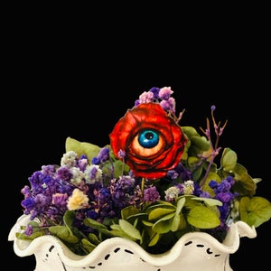 creepy valentine eyeball rose diy jewelry pins necklace wood cuts assemblage art, mixed media art dolls, embellishments supplies art parts