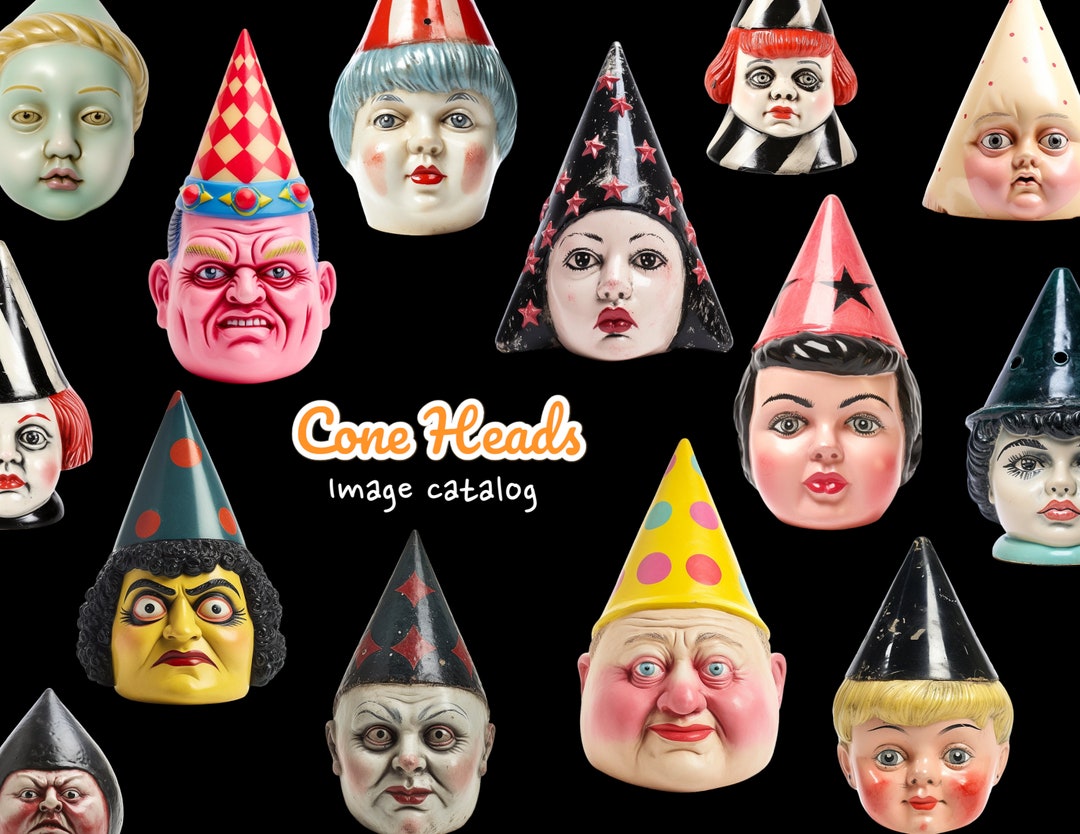 Coneheads Image Catalog - Printed Doll Heads With Hats - Laser Wood ...