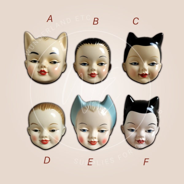Laser Wood Cutout Doll Heads, Altered Art Supplies, Junk Journal Embellishments