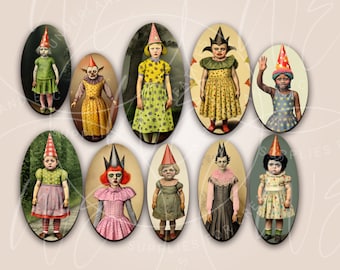 10 piece cute but bizarre Woodcuts – Mixed Media Altered Art - wood cutouts ornaments, jewelry earrings brooch junk journal weird home decor