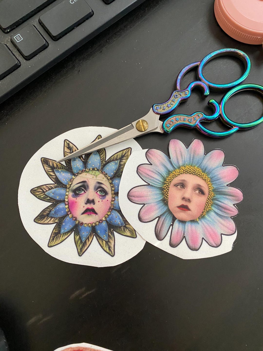 Whimsy Patch Ideas Set of 2 Whimsical Flower Patches - Sew/glue-on Jean Jacket, Brooch Pin ...