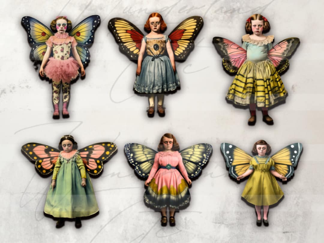 Set of 6 Butterfly Fairy Girls - Cutouts for Altered Art/mixed Media ...