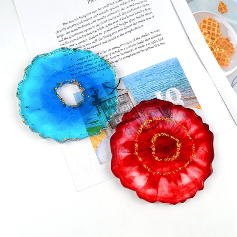 coaster slice fluid art square round holder tray dish agate geode tray mold flexible silicone mold tray dish epoxy resin artist diy