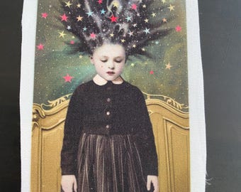 stellar dreams fabric panel - Sew/Glue-On patch for clothing, jean jacket, diy home decor beaded embroidery