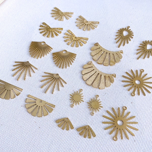 raw brass abstract Charms, hammered, brushed, textured, diy earrings jewelry components, jewelry making findings supplies, bezels drops gold