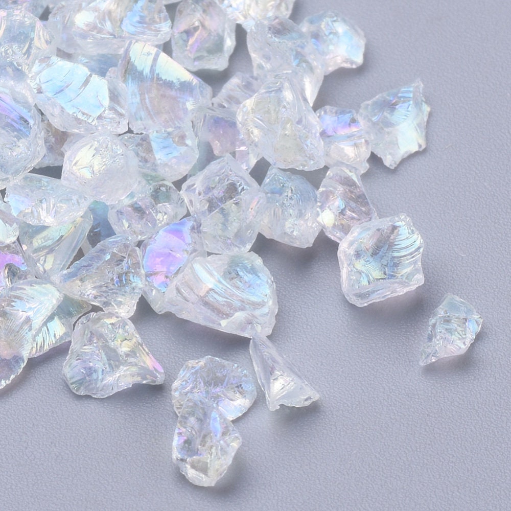 Clear Iridescent Gem Glass Chips Broken Glass Crystals by - Etsy