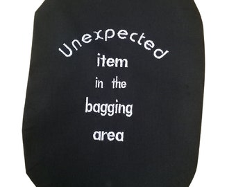 Funny & Stylish Black Cotton Stoma Bag Cover: Unexplained Item in Bagging Area Embroidered Design for Confidence and Humour