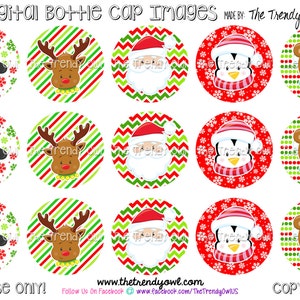 Cute Christmas Faces - Winter Themed Digital Bottle Cap Images - INSTANT DOWNLOAD - 1&quot; Bottle Cap Images 4x6