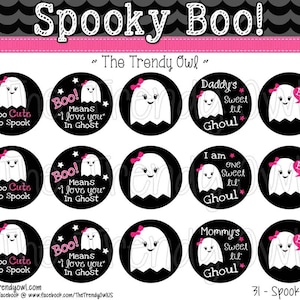Espeluznante Boo! Fantasma - Halloween cápsula Digital imágenes - descarga inmediata - 1" botella tapa imágenes de 4 x 6 - 31