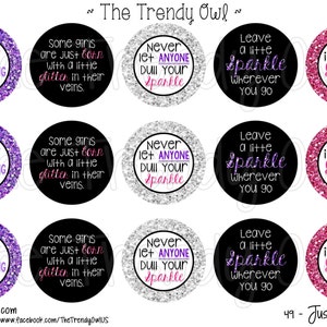 Just Add Glitter Digital Bottle Cap Images - INSTANT DOWNLOAD - 1&quot; Bottle Cap Images 4x6 - 49