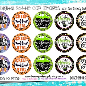 Halloween Themed Quotes - 1&quot; Digital Bottle Cap Images - INSTANT DOWNLOAD - 4x6 Image Sheet