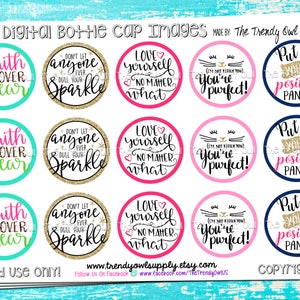 Misc. Sayings & Inspirational Quotes - Digital Bottle Cap Images - &quot;Faith Over Fear&quot; - INSTANT DOWNLOAD -  1&quot; Bottle Cap Images 4x6 - 152