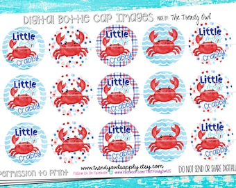 Little Miss Crabby - INSTANT DOWNLOAD - digitale kroonkurkafbeeldingen - 1" kroonkurkafbeeldingen 4 x 6