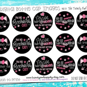 Brave Little Kitten - Digital Bottle Cap Images - INSTANT DOWNLOAD - 1&quot; Bottle Cap Images 4x6