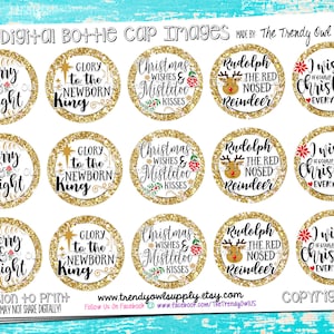 Christmas Inspired Digital Bottle Cap Images - INSTANT DOWNLOAD - 1&quot; Bottle Cap Images 4x6 - 166