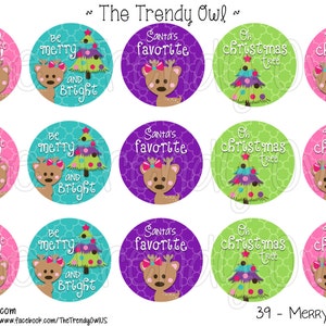 Merry and BRIGHT  - Christmas Digital Bottle Cap Images - INSTANT DOWNLOAD - 1&quot; Bottle Cap Images 4x6 - 39