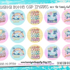 Sun, Salt, Sand - Summertime Beach Sayings - INSTANT DOWNLOAD - Digital Bottle Cap Images - 1&quot; Bottle Cap Images 4x6